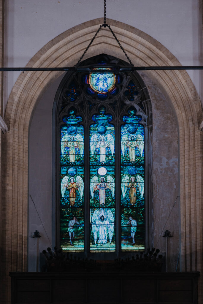 Stained glass at wedding