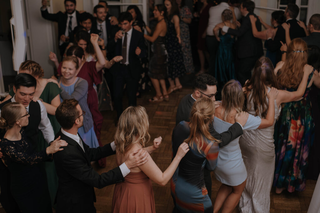 Conga line at wedding