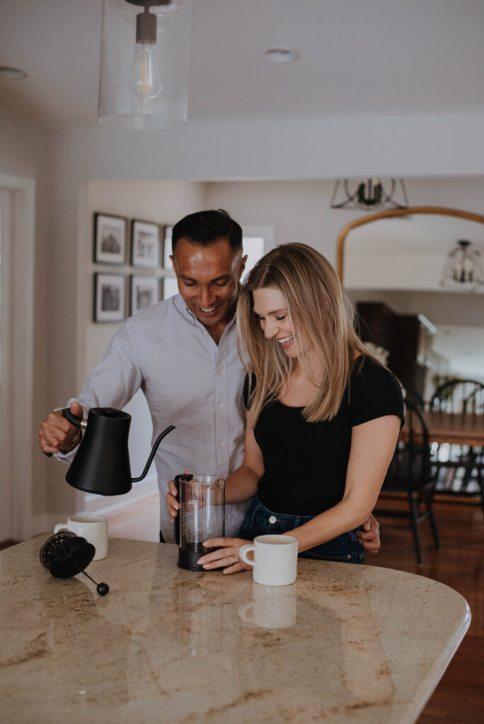 Couple making coffee