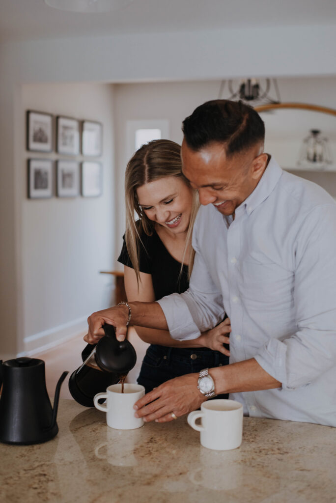 Couple making coffee