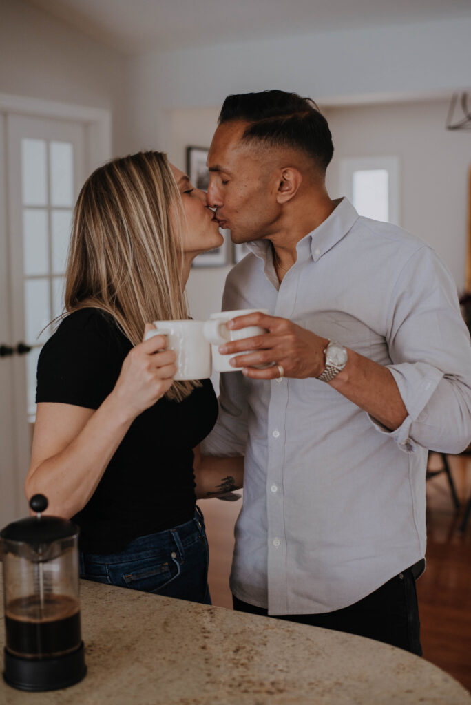 Couple making coffee