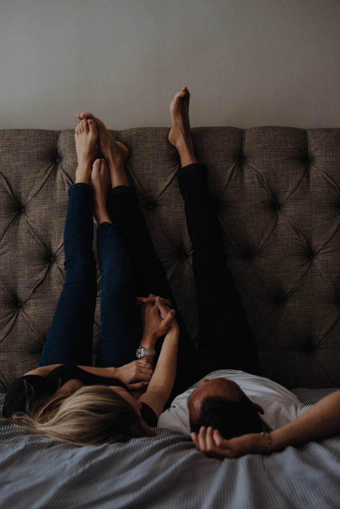 Couple laying on the bed