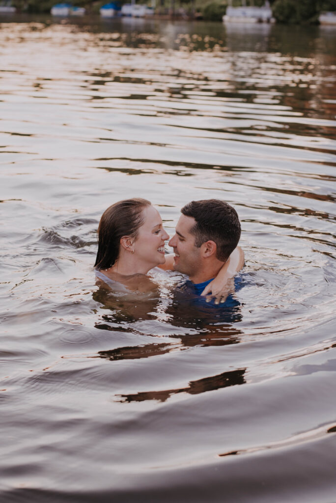 Couple swimming