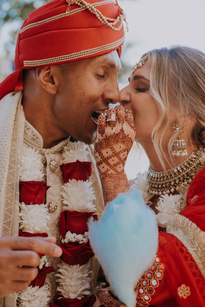 Bride & Groom eating Cotton Candy