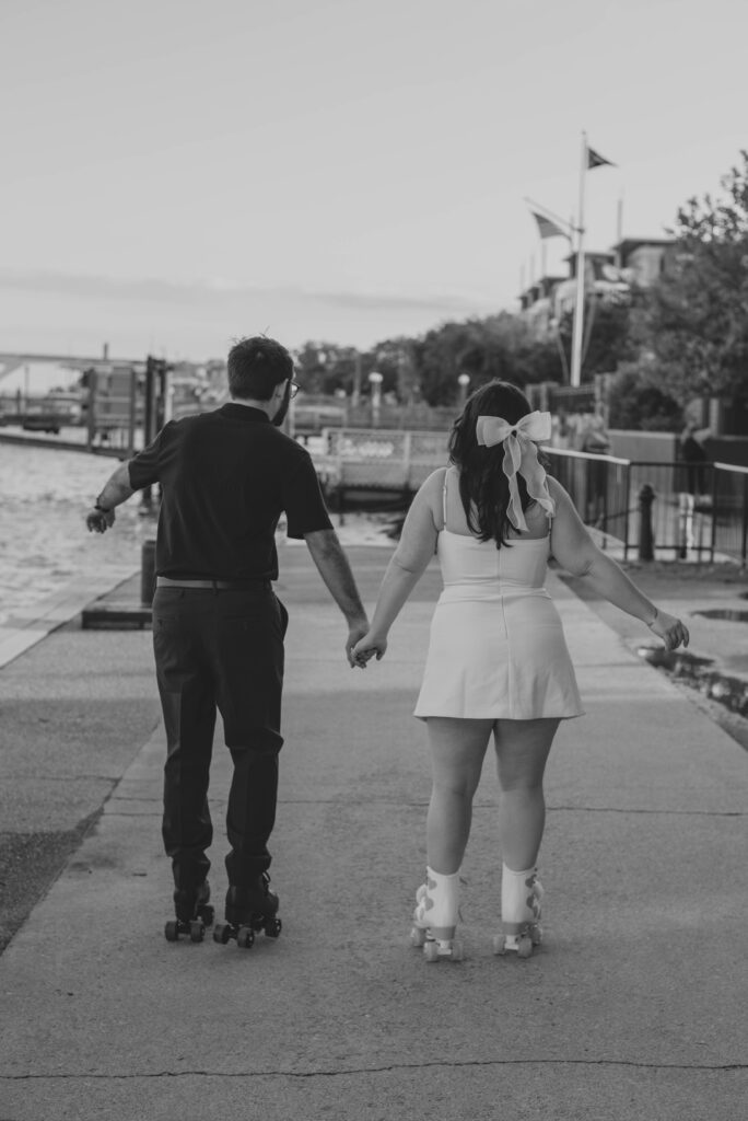 Couple skating at Alexandria VA waterfront