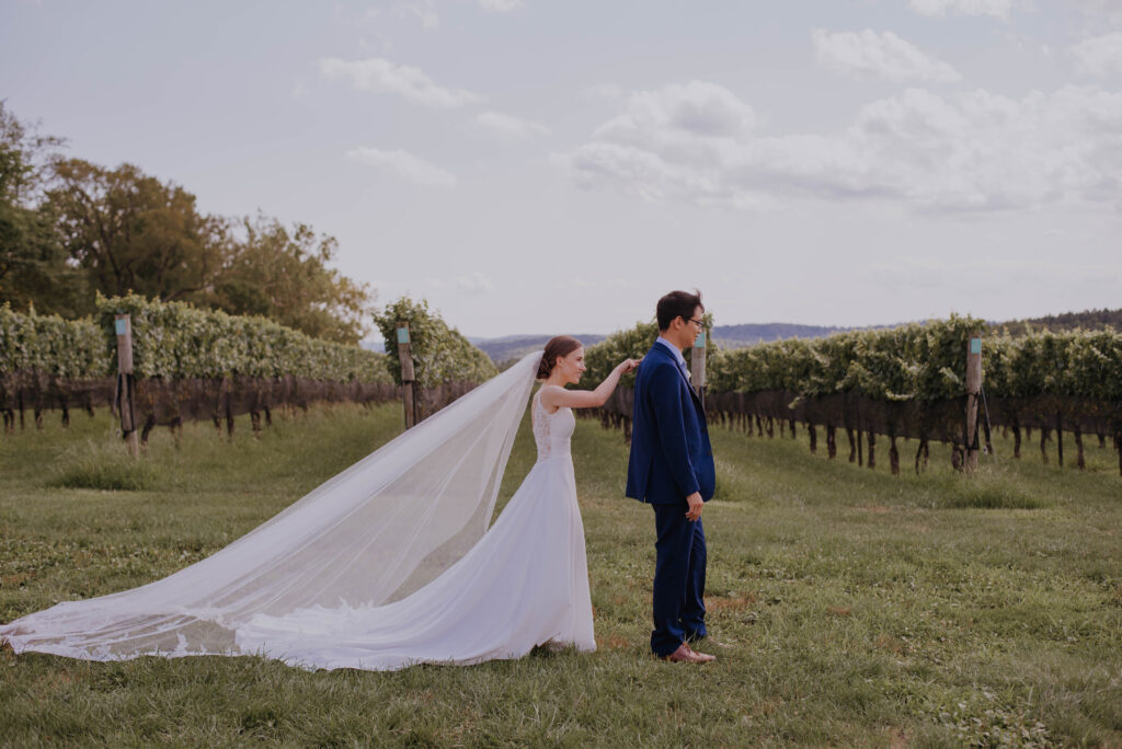 Bride & groom during first look