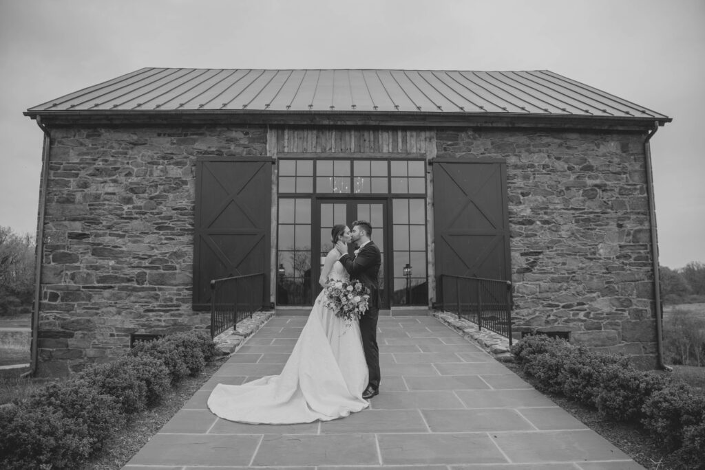 Bride & Groom in front of The Manor 1858
